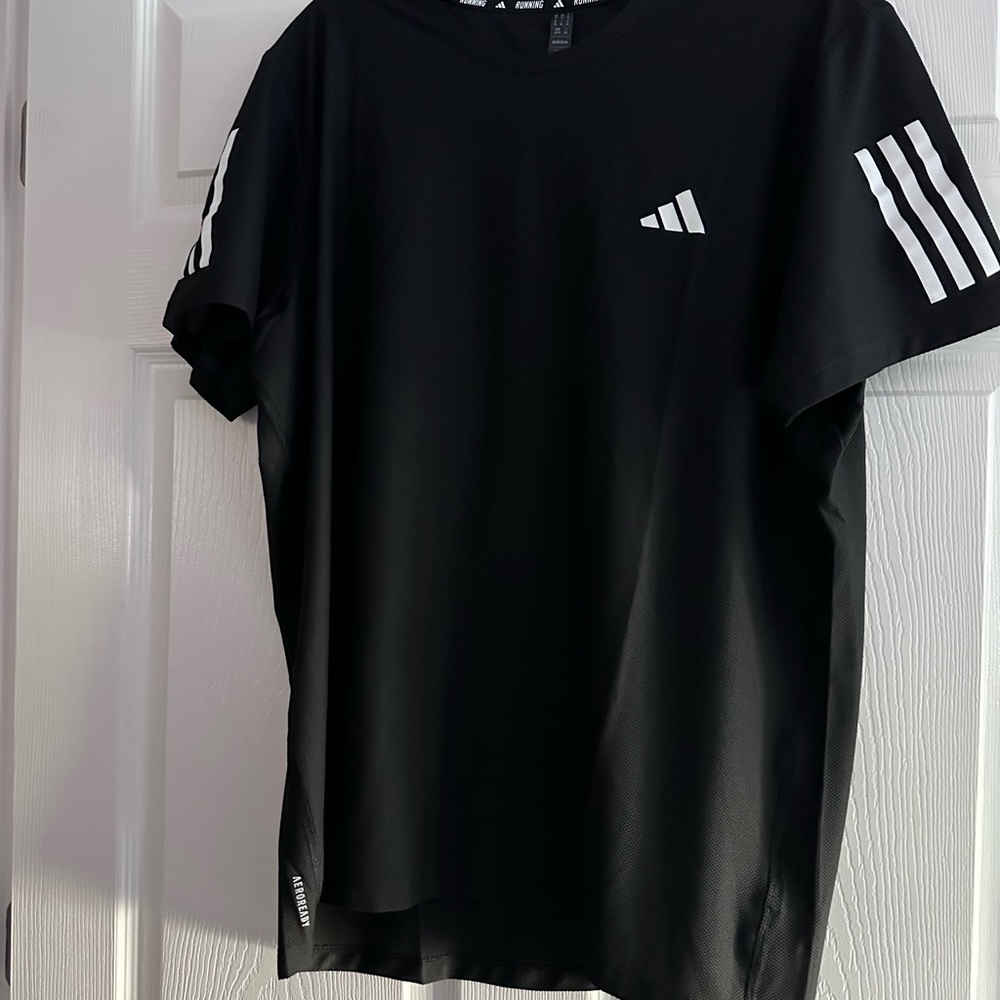 adidas Black Short Sleeve Tee with White 3-Stripes